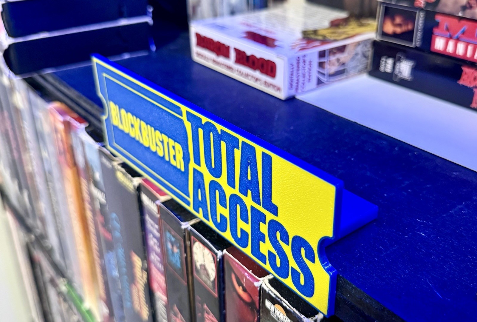 Blockbuster Total Access Logo Shelf Display 7x2 Retro Video Art No VHS Included Blockbuster Total Access Logo Shelf Display 7x2 Retro Video Art No VHS Included