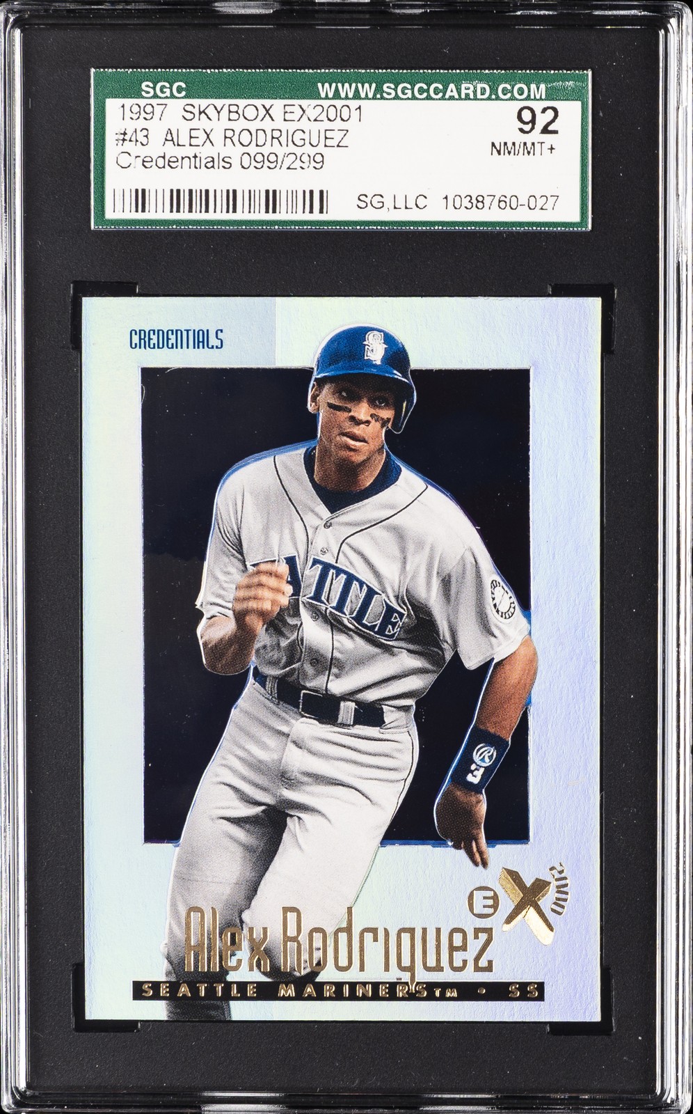 1997 SKYBOX EX2001 CREDENTIALS 009/299 #43 ALEX RODRIGUEZ SGC 8.5