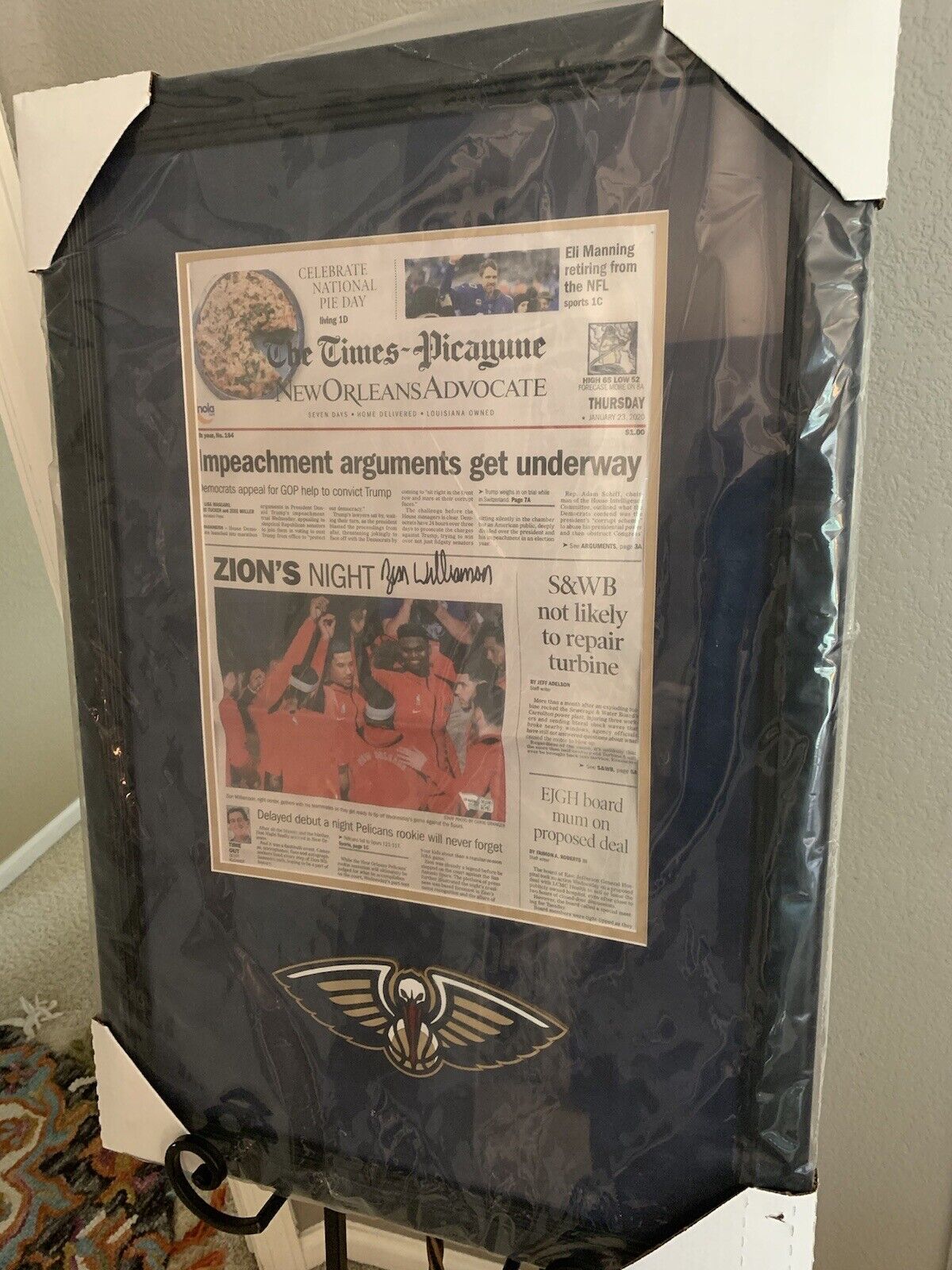 Zion Williamson NBA Rookie Debut Day After Newspaper NO Pelicans Signed & Framed