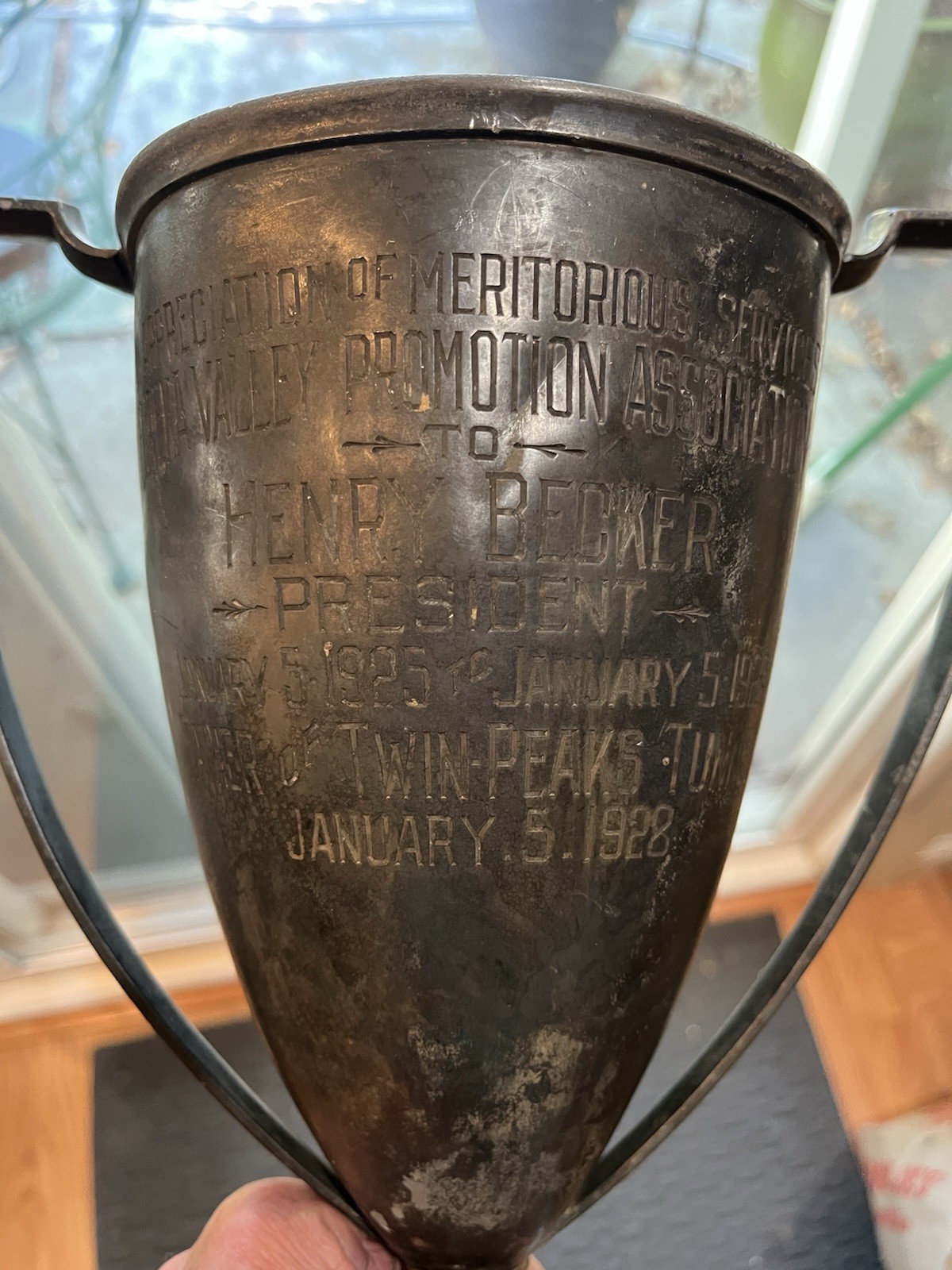 Vintage 1928 Essex Silver Plate Trophy- Henry Becker SF History Vintage 1928 Essex Silver Plate Trophy- Henry Becker SF History
