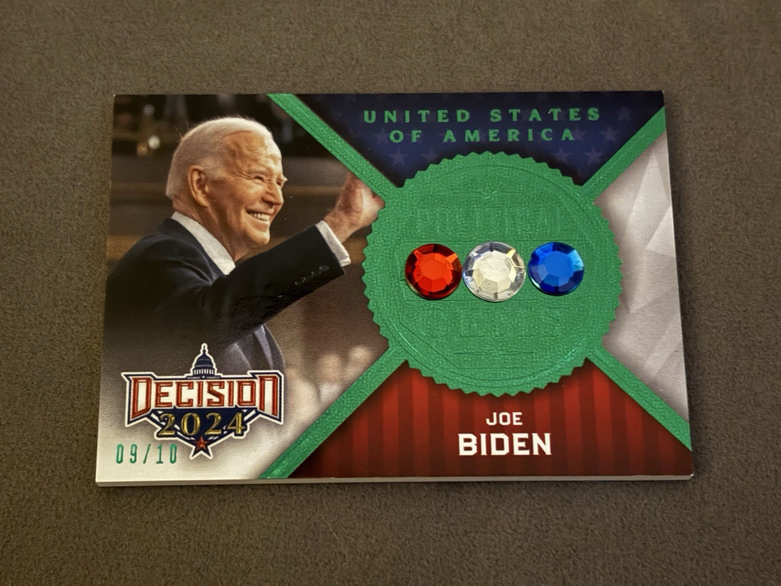 2024 Decision Political Gems #PG3 Green Foil JOE BIDEN #d 9/10 2024 Decision Political Gems #PG3 Green Foil JOE BIDEN #d 9/10