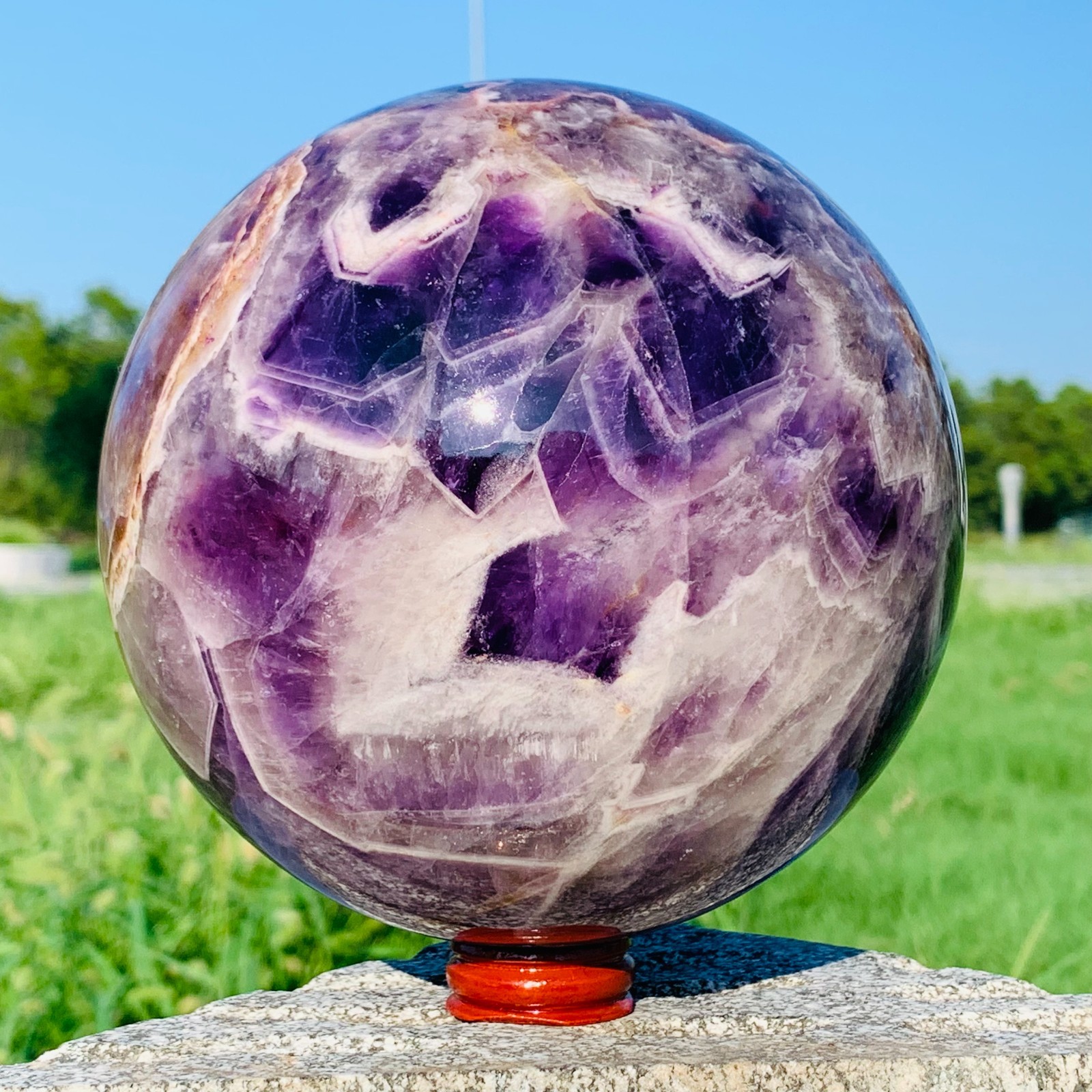 5.48LB Natural Dreamy Amethyst ball Quartz crystal Sphere Crystal Reiki Healing