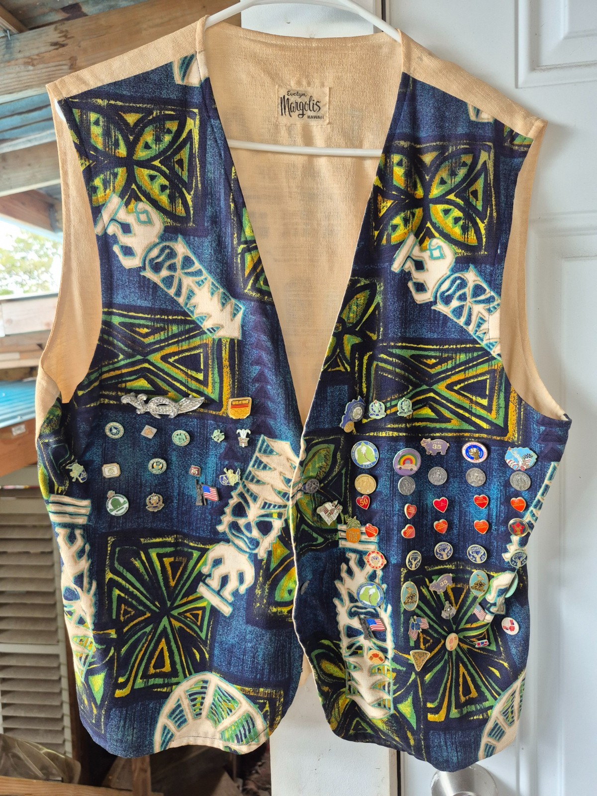 Vintage 1980's Hilo Elks Lodge Shriners Custom Barkcloth Vest Evelyn Margolis... Vintage 1980's Hilo Elks Lodge Shriners Custom Barkcloth Vest Evelyn Margolis...