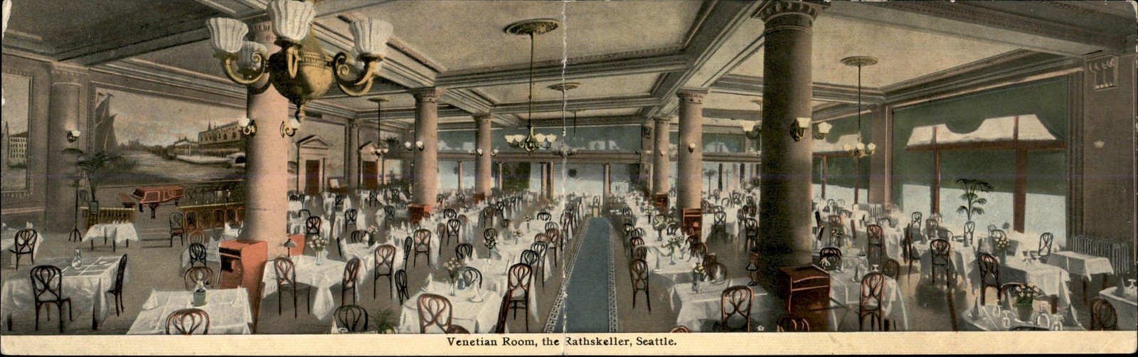 Seattle WA Venetian Room Rathskeller FOLD-OPEN c1910s Vintage Postcard Seattle WA Venetian Room Rathskeller FOLD-OPEN c1910s Vintage Postcard