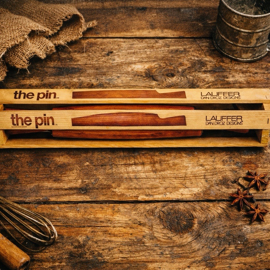 Dan Droz Lauffer Vintage“The Pin” Danish Wood Rolling Pin Modern SEALED CRATE