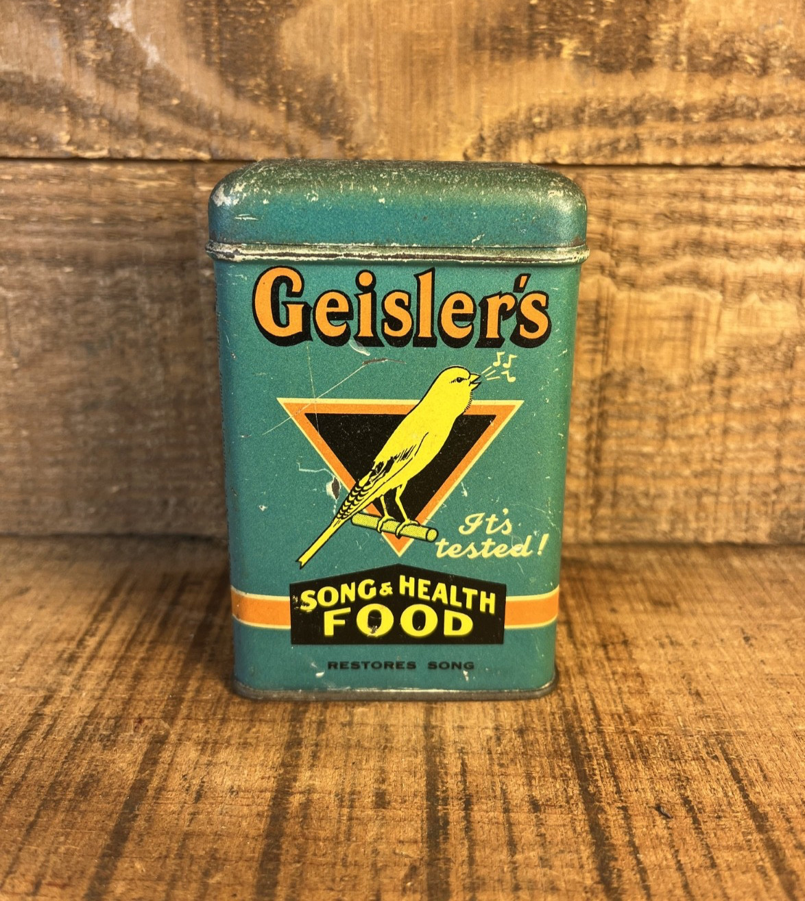 Rare Antique Geislers Bird Food Tin Rare Antique Geislers Bird Food Tin