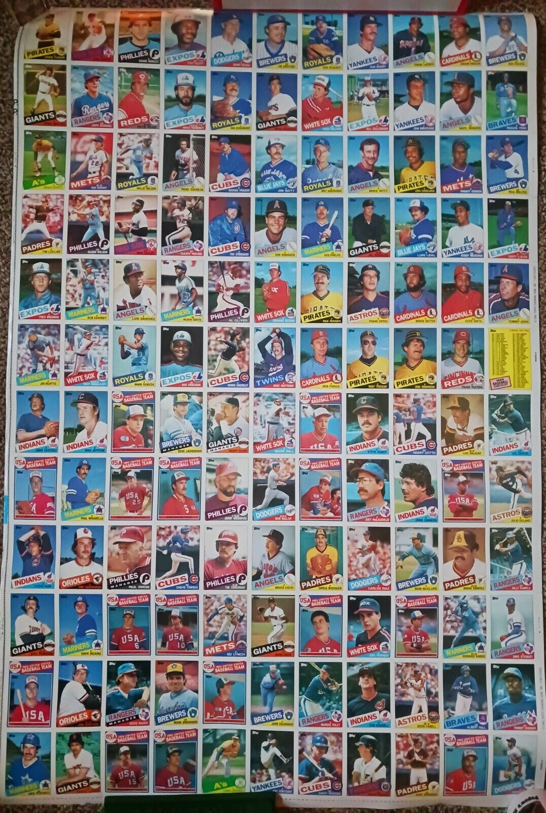 1985 Topps Baseball Card Uncut Sheet