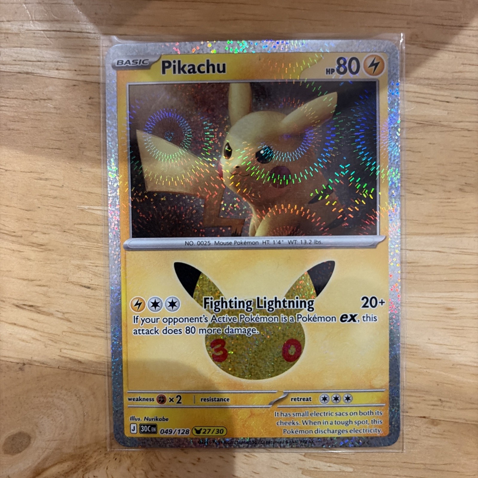 Pikachu 049/128 Holo Pikachu Rare ME: 30th Celebration Pokemon TCG NM/M Pikachu 049/128 Holo Pikachu Rare ME: 30th Celebration Pokemon TCG NM/M