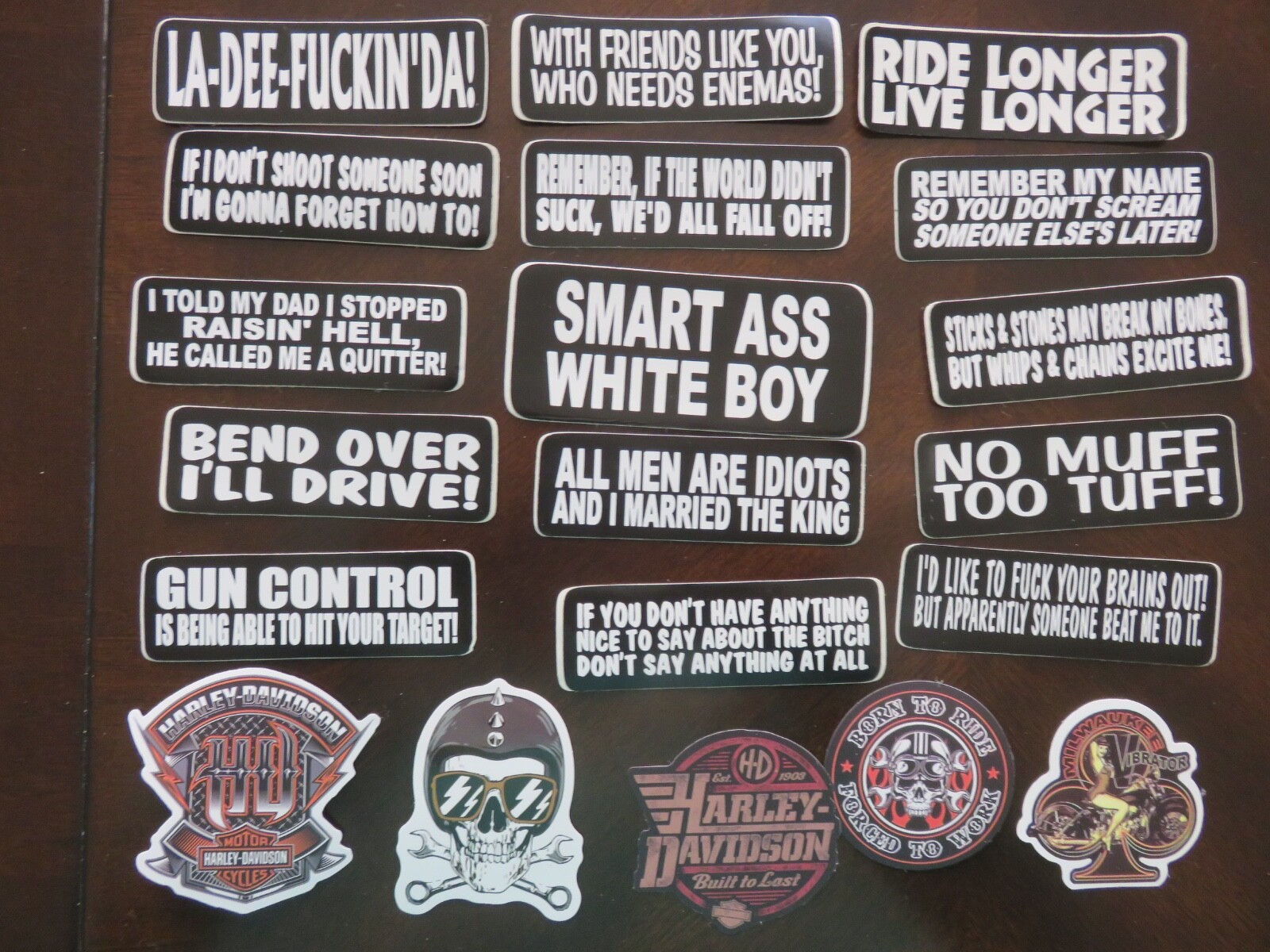LOT OF 20 RUDE AND CRUDE BIKER HELMIT STICKERS - NEW - LOT-38...