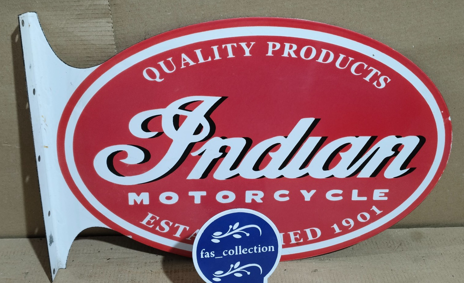 Indian Motorcycle Porcelain Enamel Sign  26 x 16 Inches 2 Sided