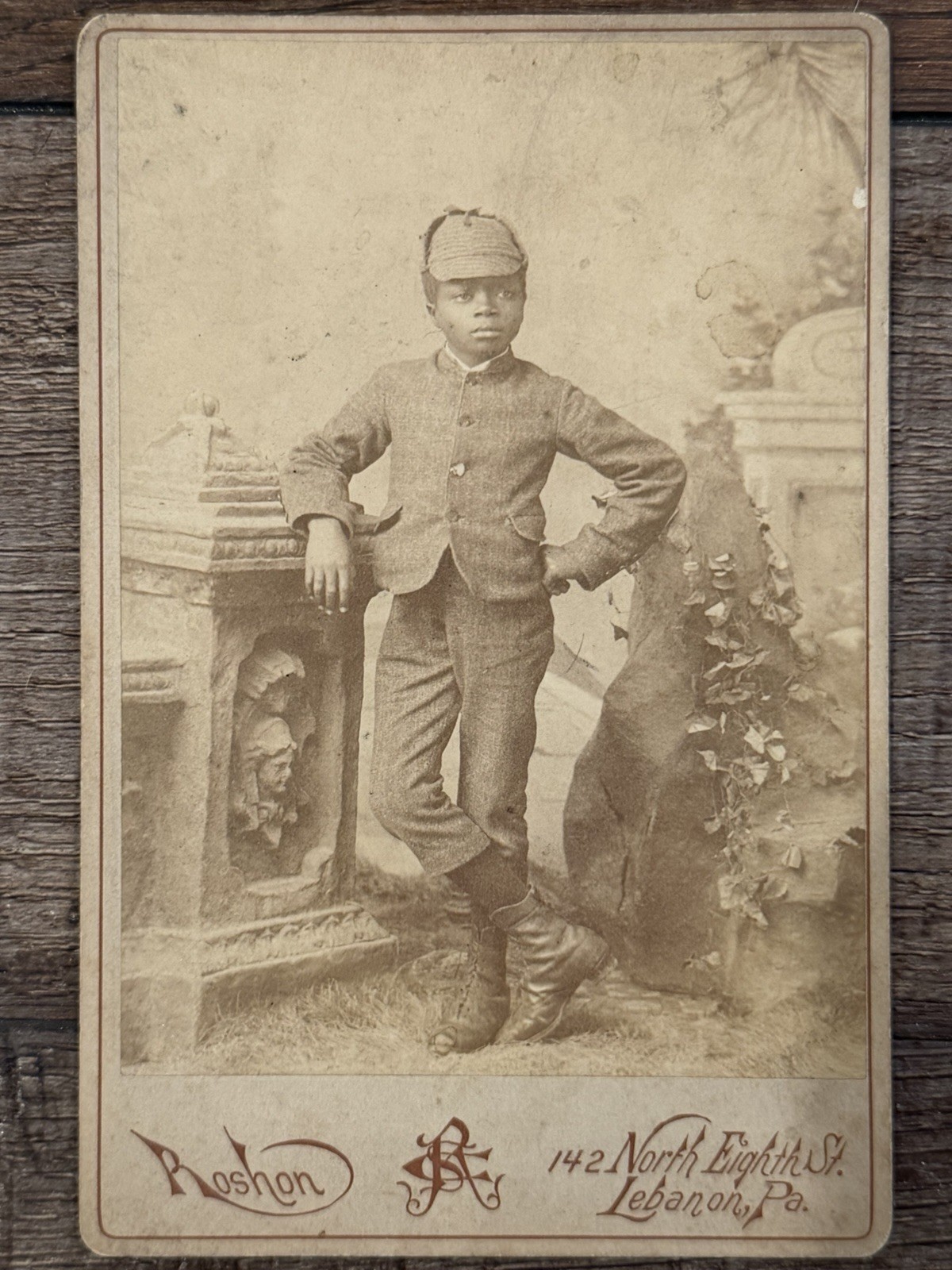 African American Cabinet Card Young Boy in GRAVE YARD / Cemetery Scene PA African American Cabinet Card Young Boy in GRAVE YARD / Cemetery Scene PA