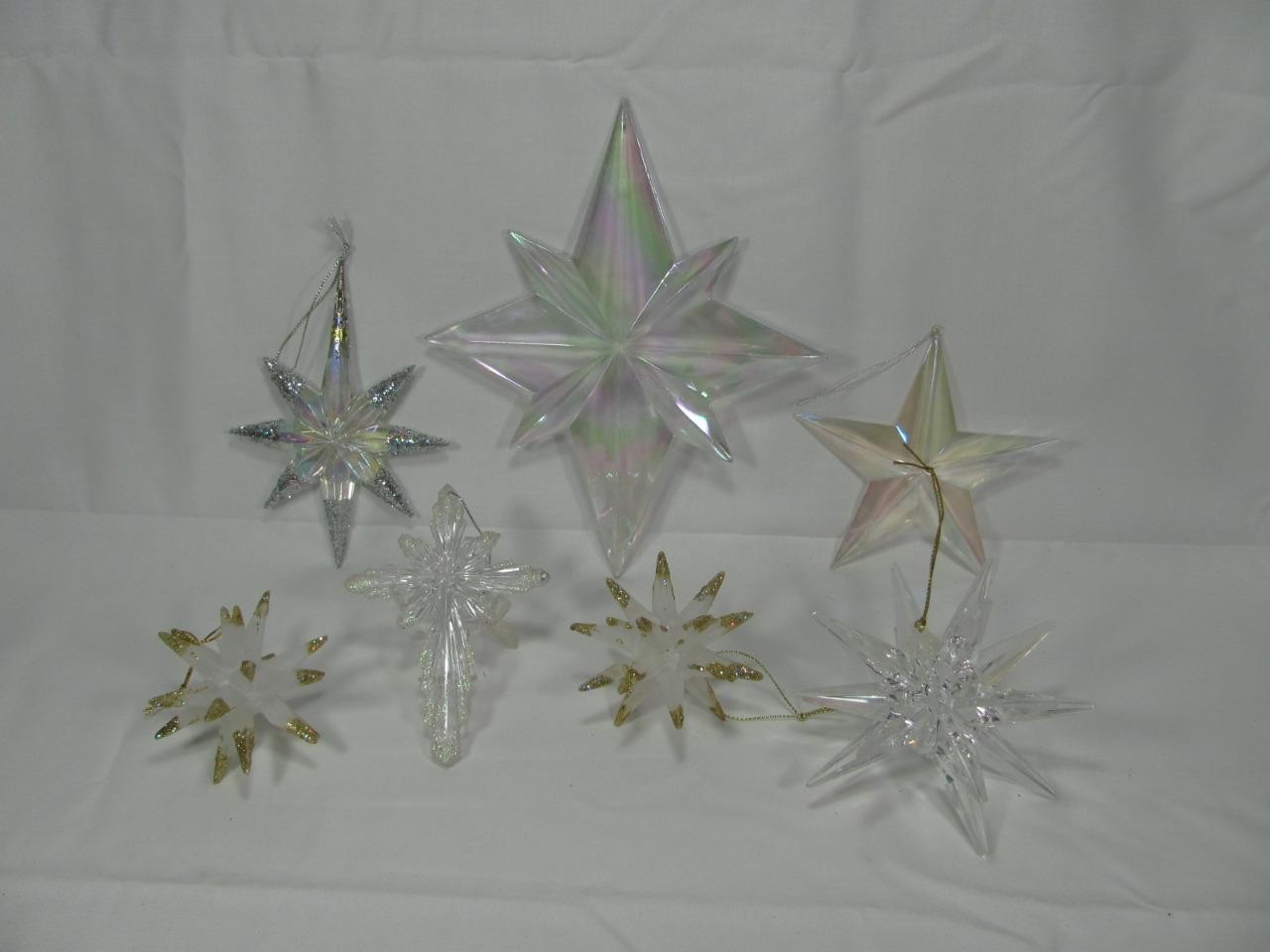 LOT OF 7 VINTAGE ACRYLIC STAR & ATOMIC STARBURST CHRISTMAS ORNAMENTS LOT OF 7 VINTAGE ACRYLIC STAR & ATOMIC STARBURST CHRISTMAS ORNAMENTS