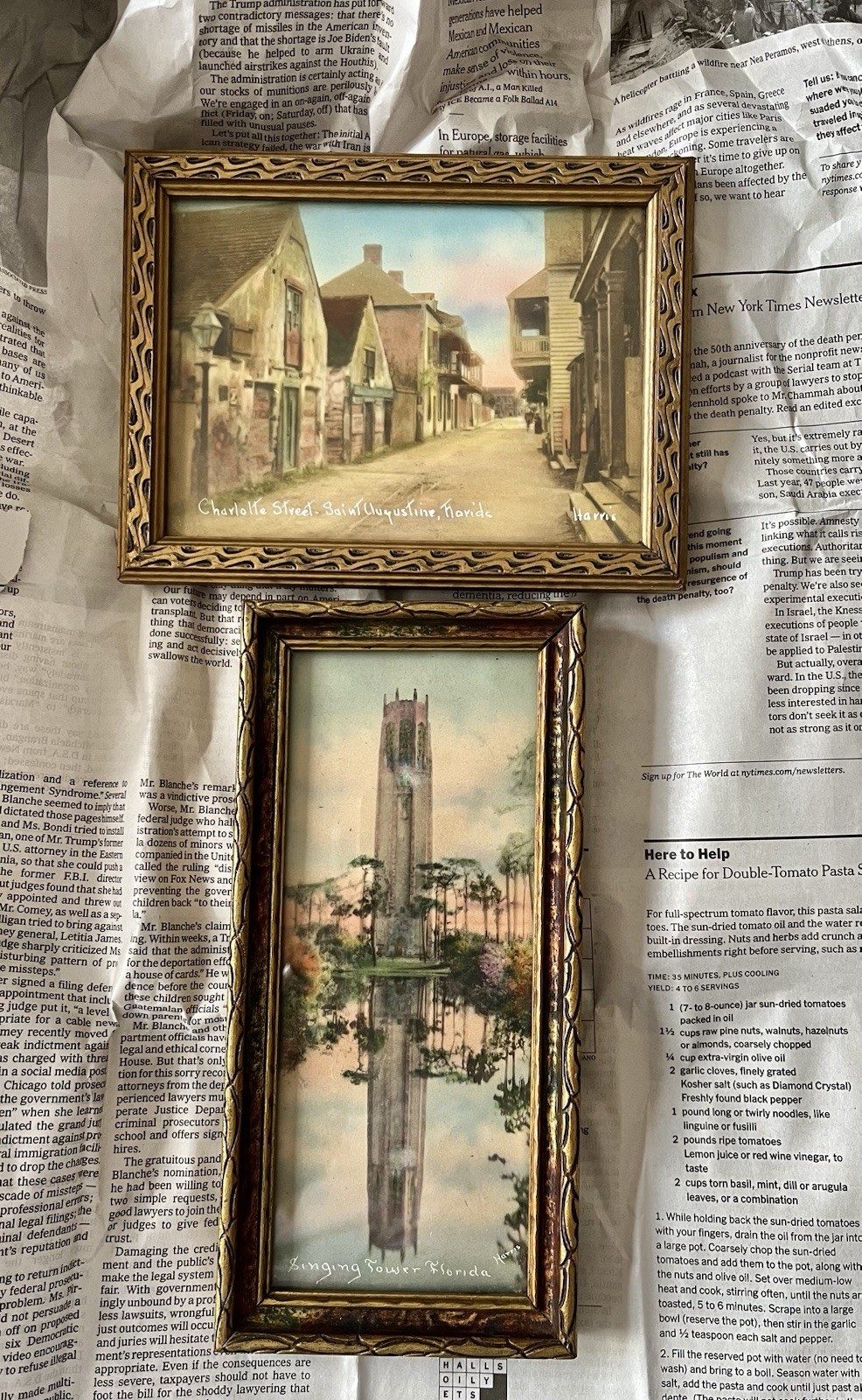 Pair Antique HARRIS Photos Of Florida Singing Tower & St Augustine Signed Pair Antique HARRIS Photos Of Florida Singing Tower & St Augustine Signed