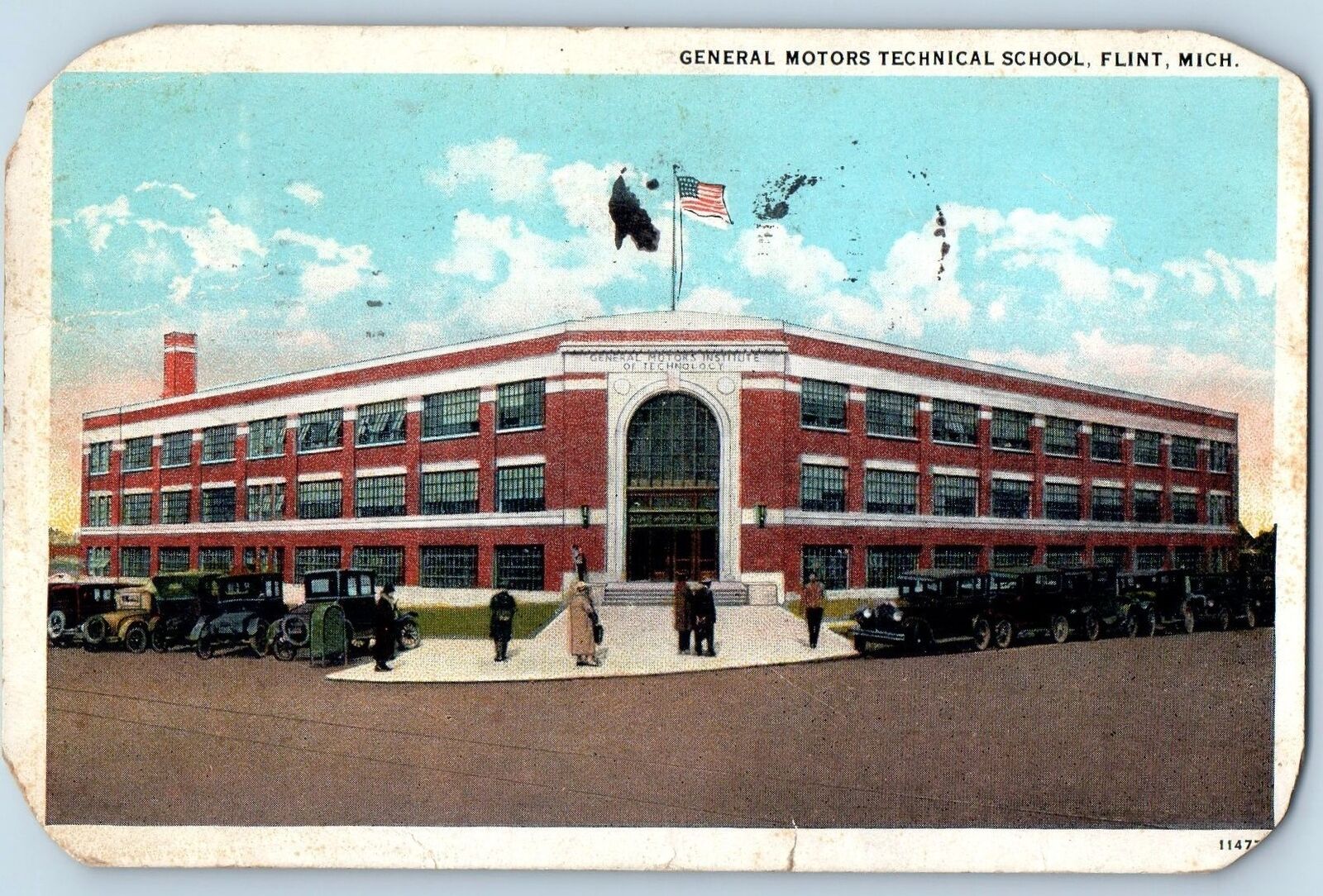 1927 General Motors Technical School Campus Building Flint Michigan MI Postcard
