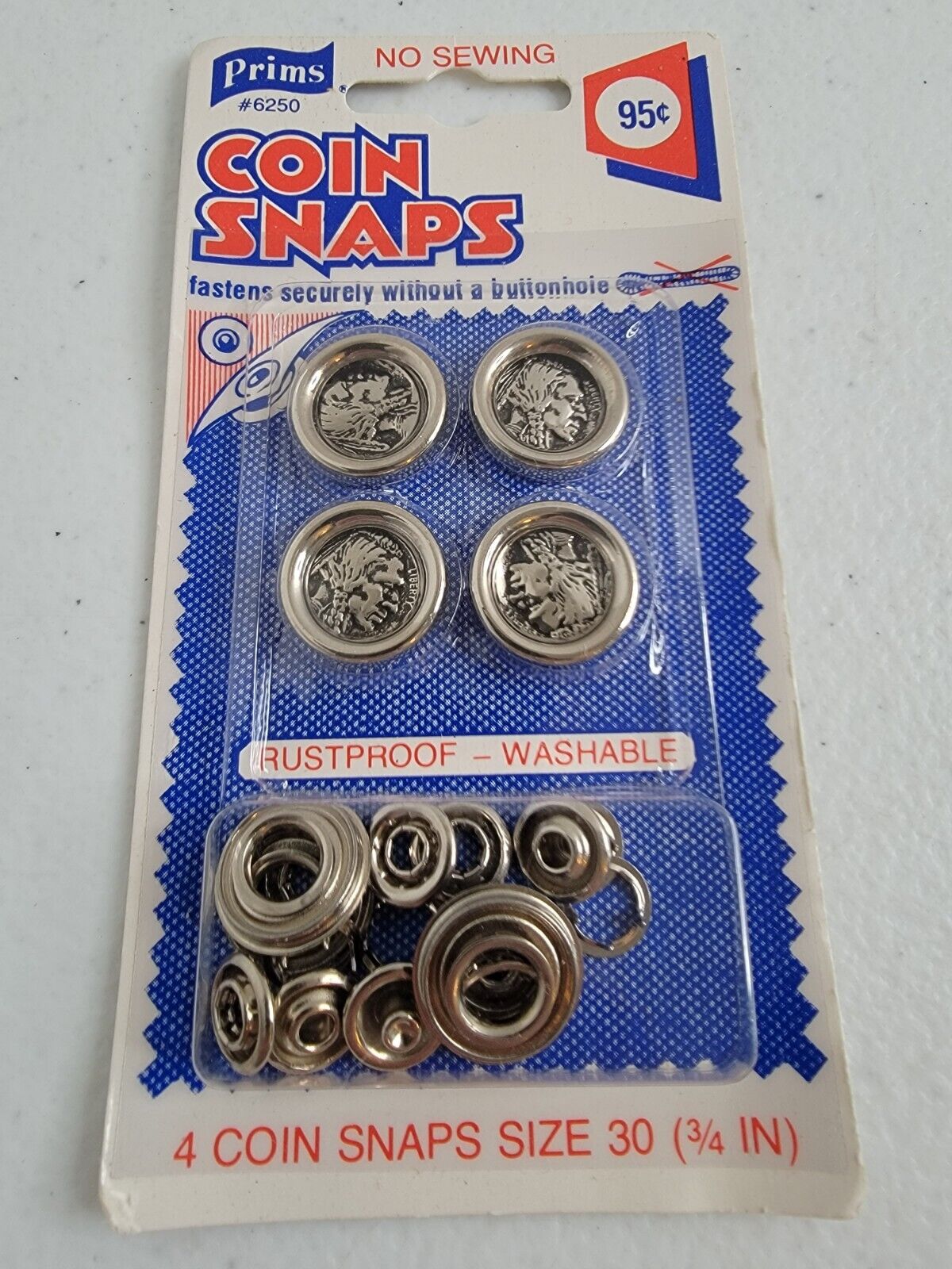 Prims #6250 Coin Snaps Fasteners American Indian Themed 4-Pack Vintage Sewing