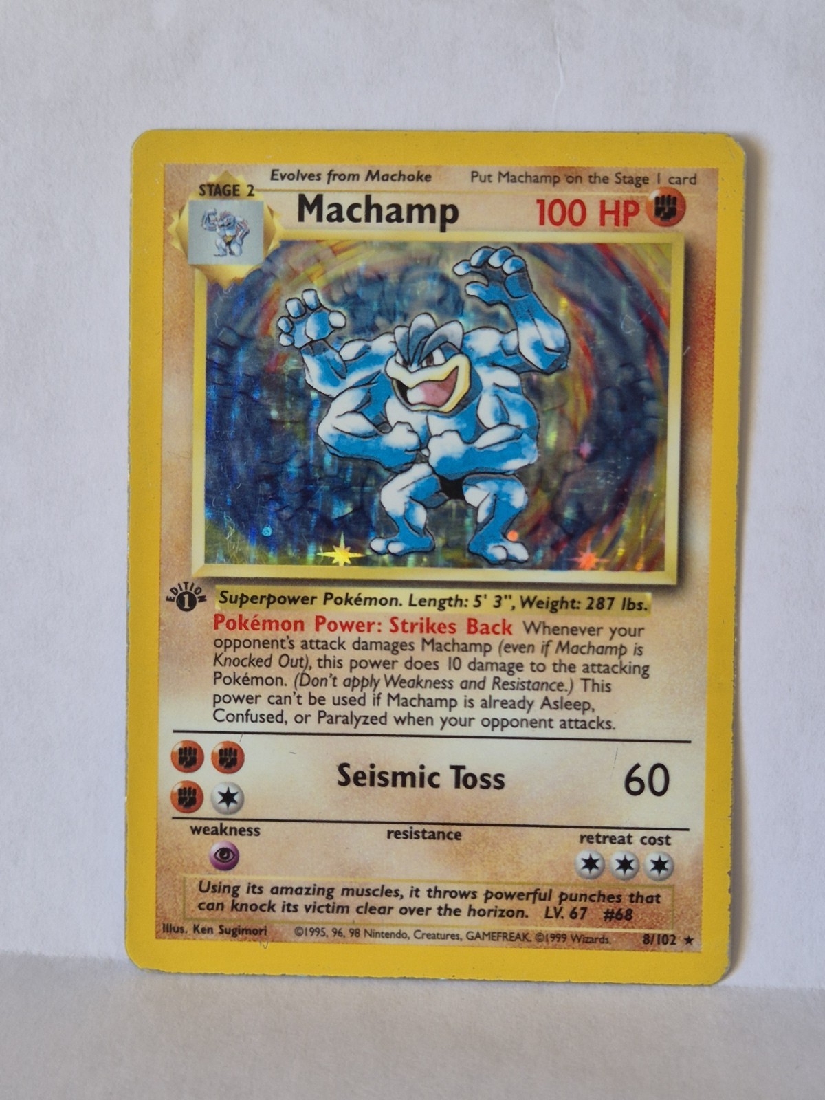 Pokemon TCG Machamp Holo Card 8/102 1st Edition Base Set Pokemon TCG Machamp Holo Card 8/102 1st Edition Base Set