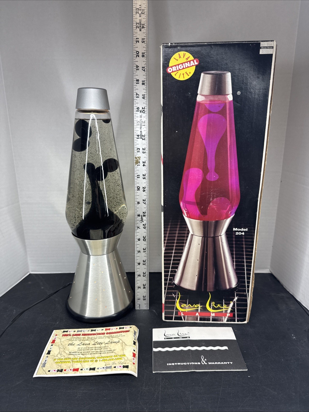 ✨Vintage Lava Lamp Model 216 Silver Century Starlight Base Black Lava 17” ✨