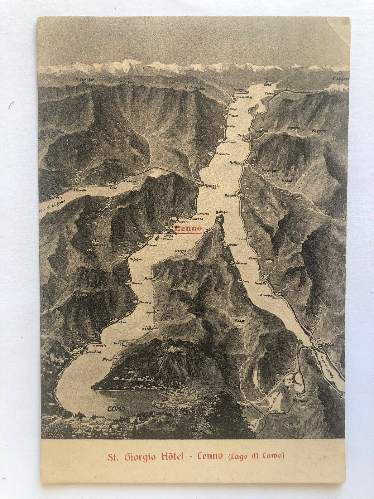 Advertising postcard St giorgio Hotel Lenno Lake Como Italy c6