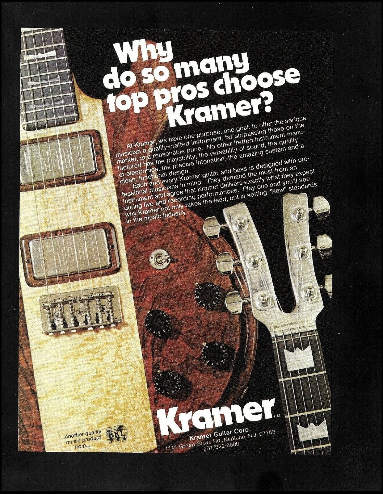 Vintage 1981 Kramer Guitar advertisement print reprinted ad in 2020