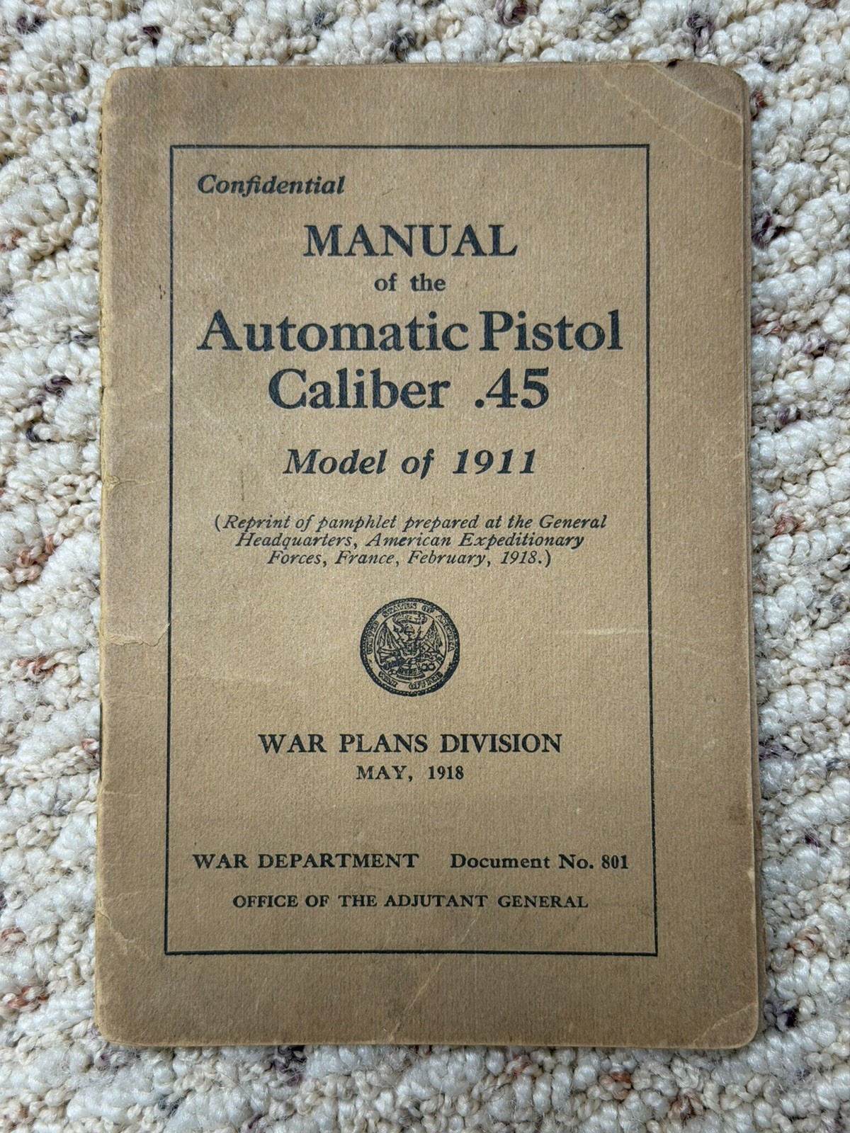 WWI WW1 M1911 1911 Manual USGI 1918 M1911 Black Army 1911 WWI WW1 M1911 1911 Manual USGI 1918 M1911 Black Army 1911
