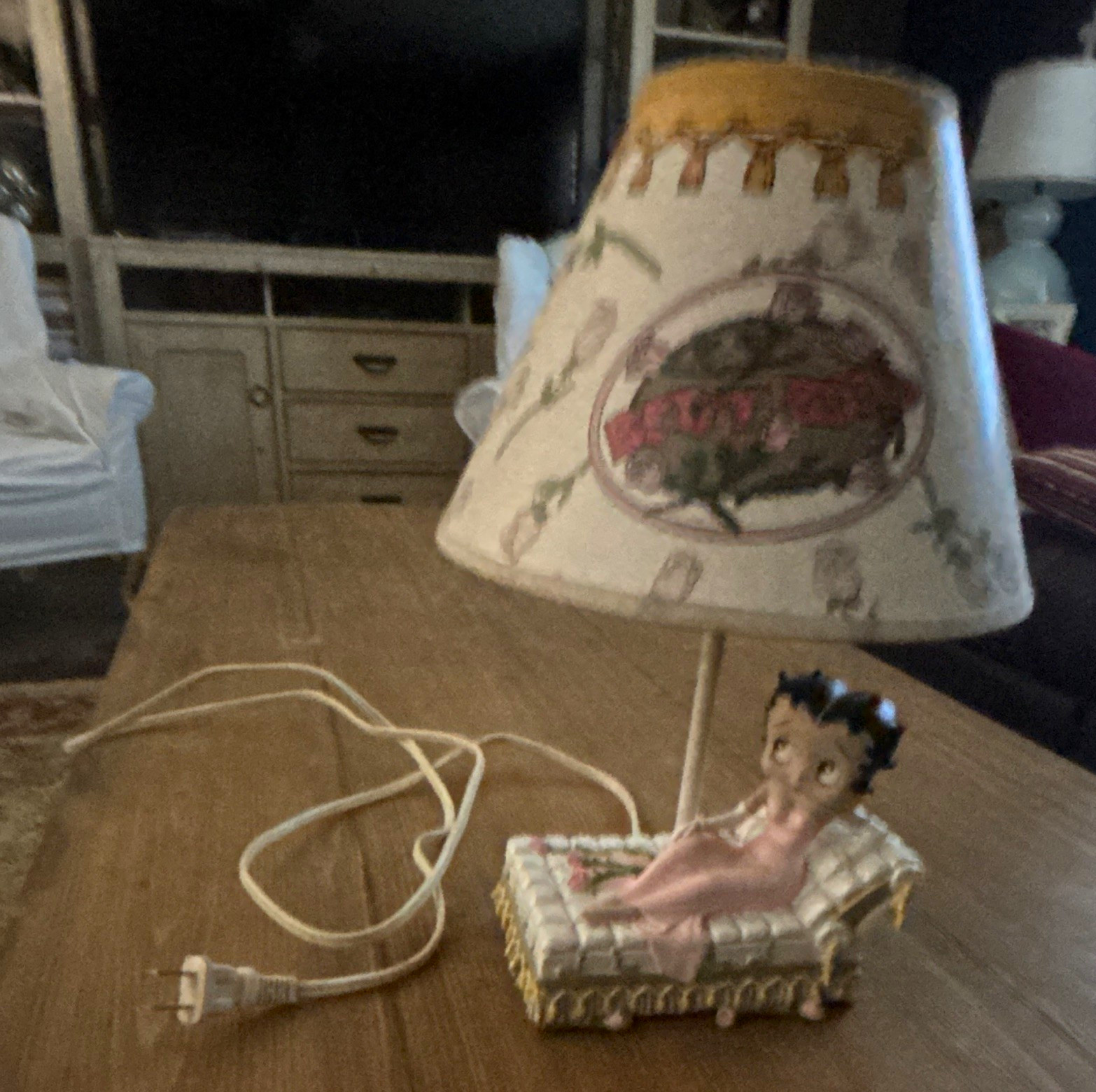 Betty Boop Table Lamp Corded Electric On/Off Switch White Cord Pink Black Betty Boop Table Lamp Corded Electric On/Off Switch White Cord Pink Black