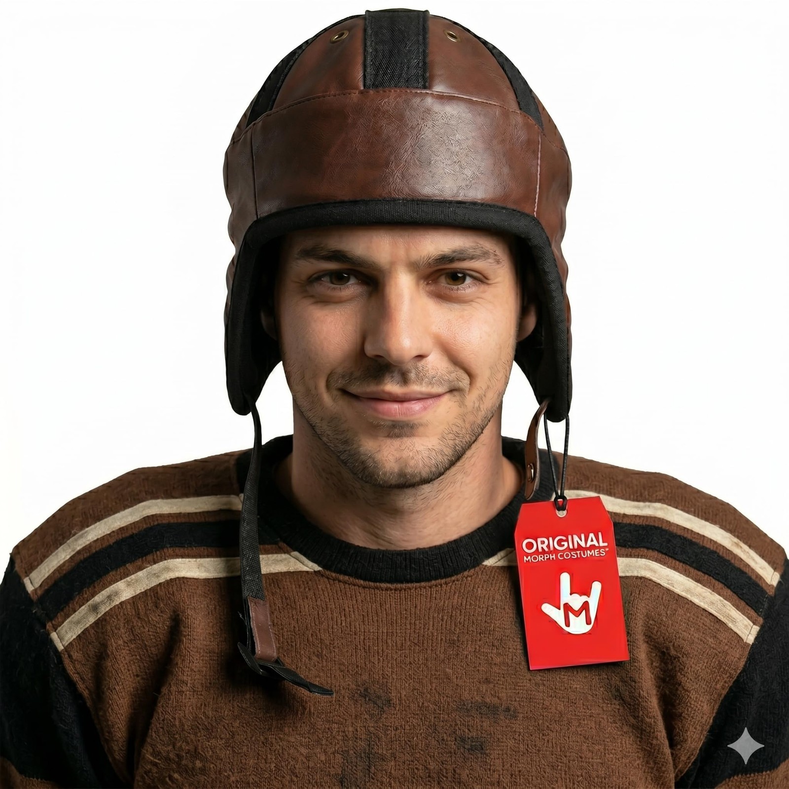 Vintage Leather Football Helmet, Brown