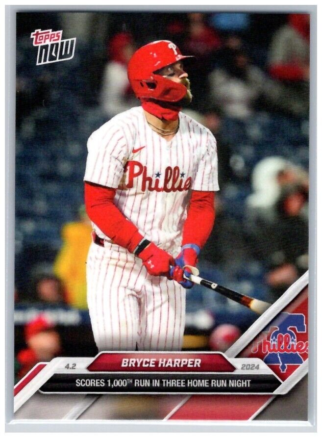 Bryce Harper Philadelphia Phillies 2024 MLB TOPPS NOW Card #34 3 Home Run Night