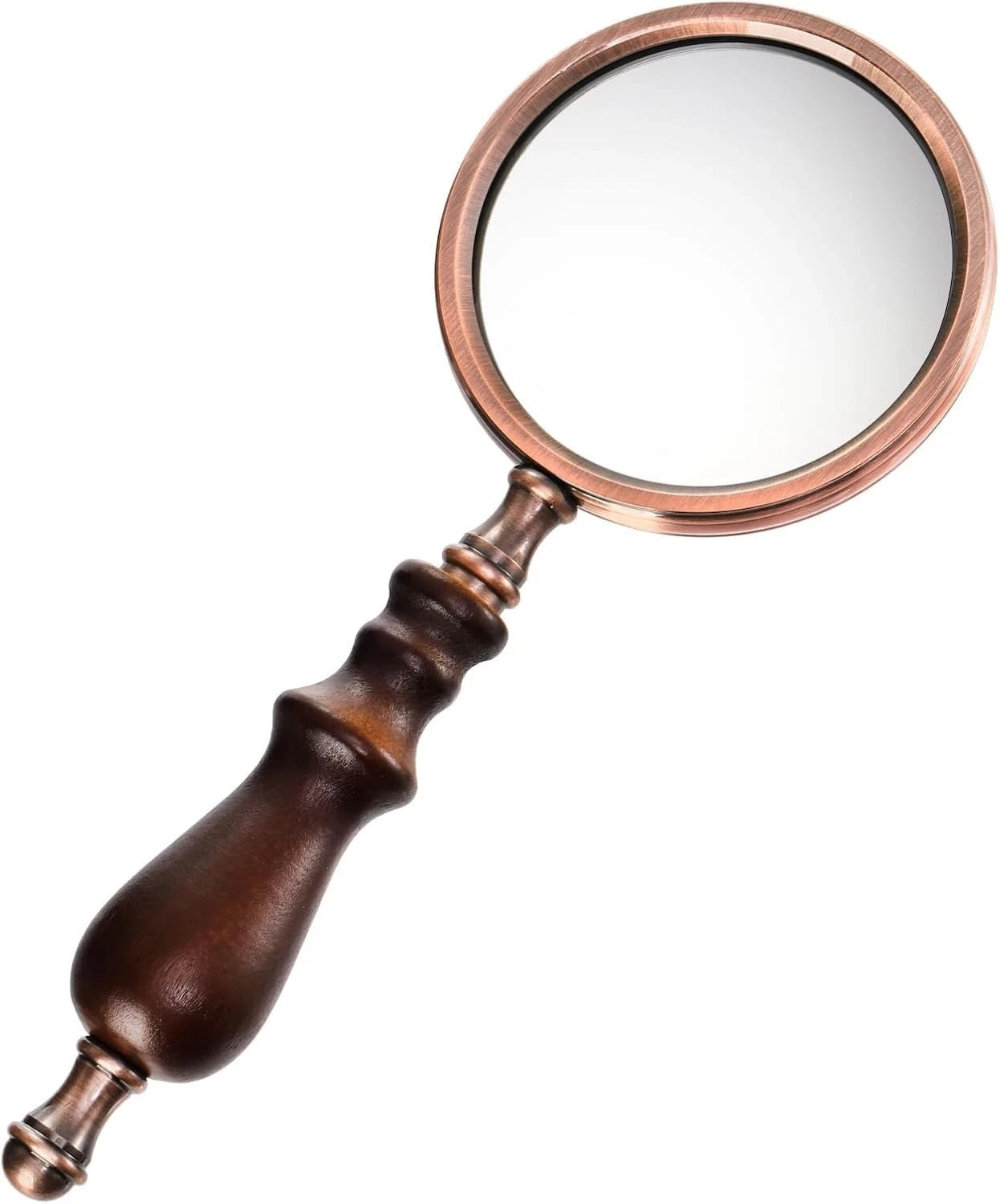10X Antique Magnifying Glass, Brass Handheld Magnifier with Wooden Handle, De...