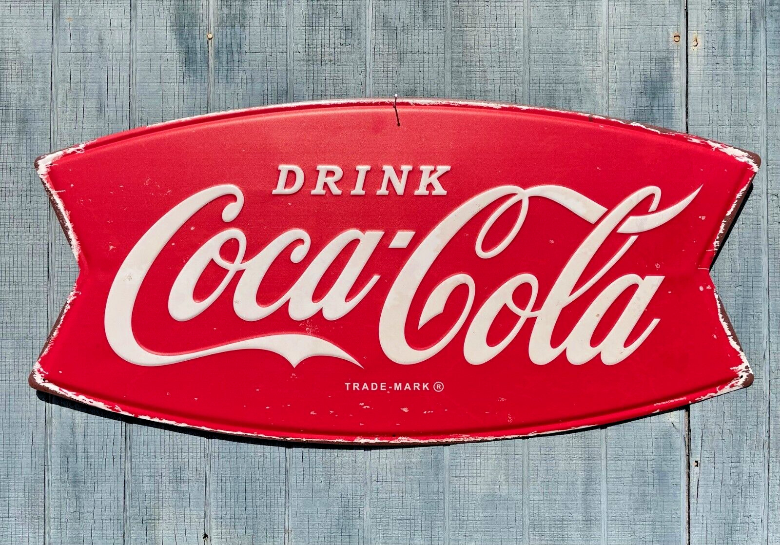 NEW Reproduction Fishtail Coca-Cola / Coke Metal Sign 36in X 18in Vintage