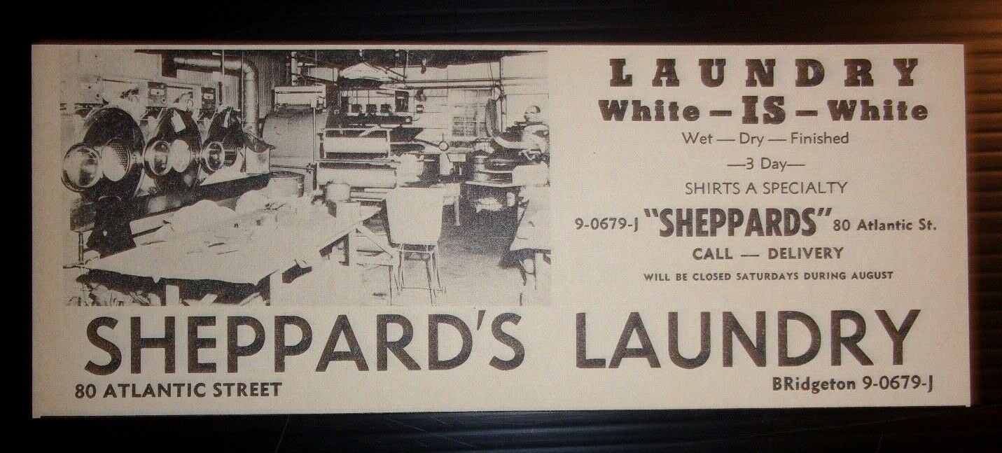 1955 Sheppard's Laundry Advertisement Bridgeton, NJ 1955 Sheppard's Laundry Advertisement Bridgeton, NJ
