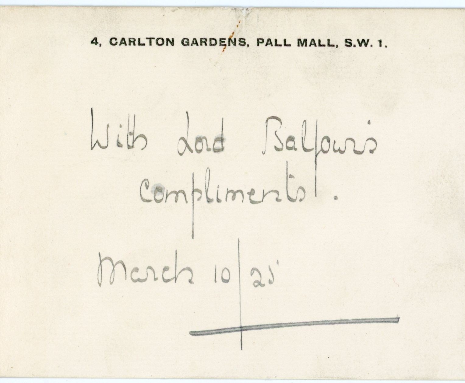 Lord Arthur Balfour Handwritten Compliments Card 1925 UK Prime Minister Balfour Lord Arthur Balfour Handwritten Compliments Card 1925 UK Prime Minister Balfour
