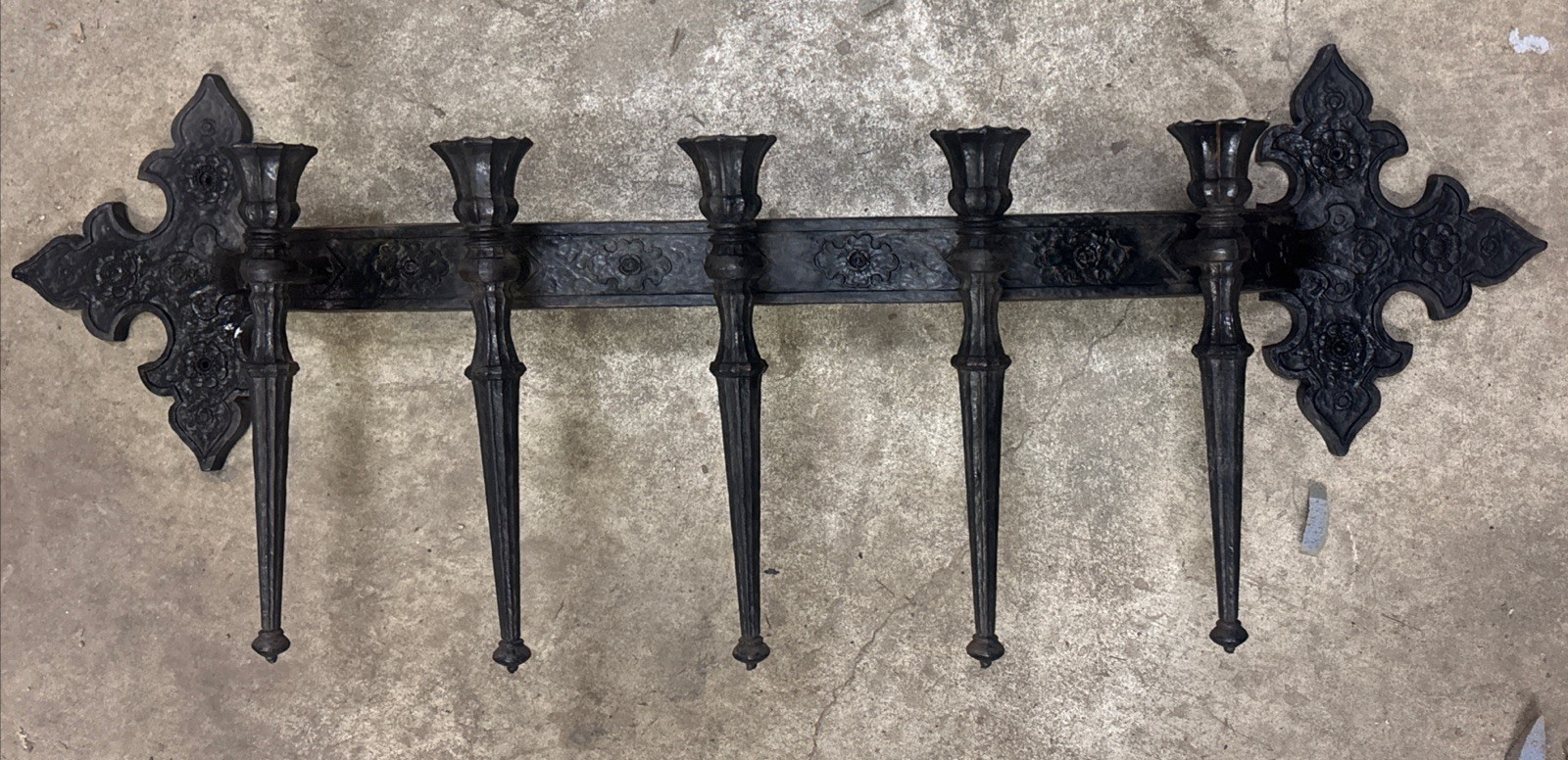 Medieval Wall 5 Sconce Gothic 30” Candle Holder Decor Vtg Dungeon Medieval Wall 5 Sconce Gothic 30” Candle Holder Decor Vtg Dungeon