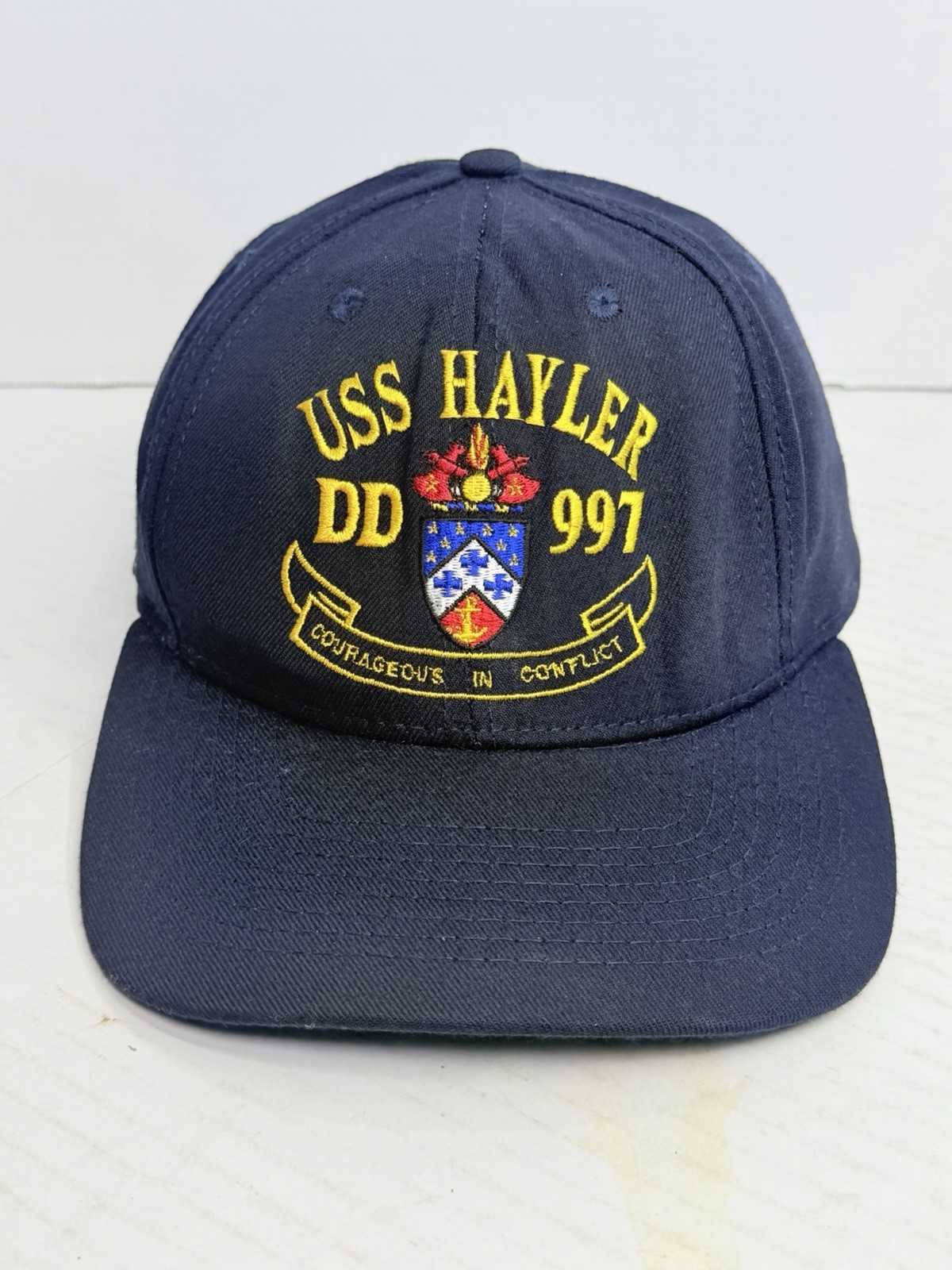 Vintage USS Hayler DD-997 Navy The Corps Snapback Hat Made USA Destroyer Cap Vintage USS Hayler DD-997 Navy The Corps Snapback Hat Made USA Destroyer Cap