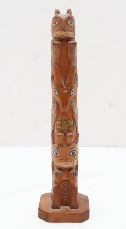 ATQ Northwest Coast Native American Hand Carved Wood Totem Pole 10 ATQ Northwest Coast Native American Hand Carved Wood Totem Pole 10
