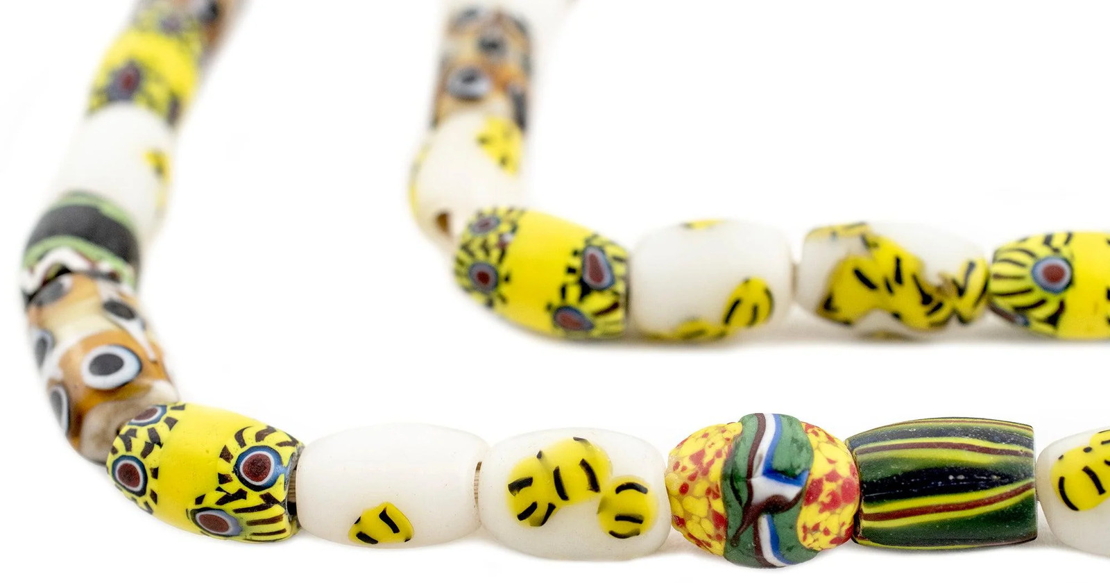 Oval Antique Venetian African Millefiori Trade Beads #15885 10mm Ivory Coast
