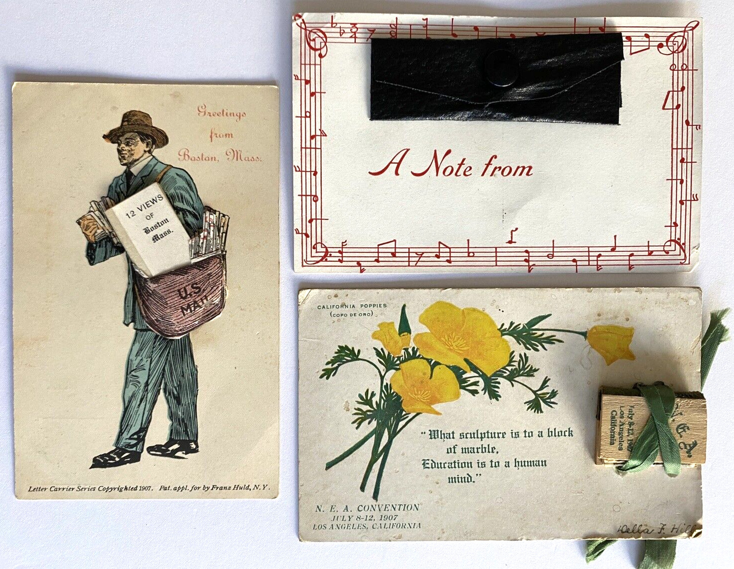 1910 AMAZING Mechanical Postcards Mini View Books Boston LA CA Music * LOOK *