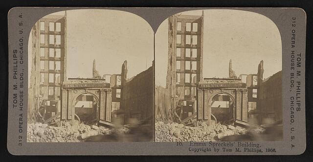 Chicago Illinois USA 1916 Emma Spreckels Building Demolition Stereograph