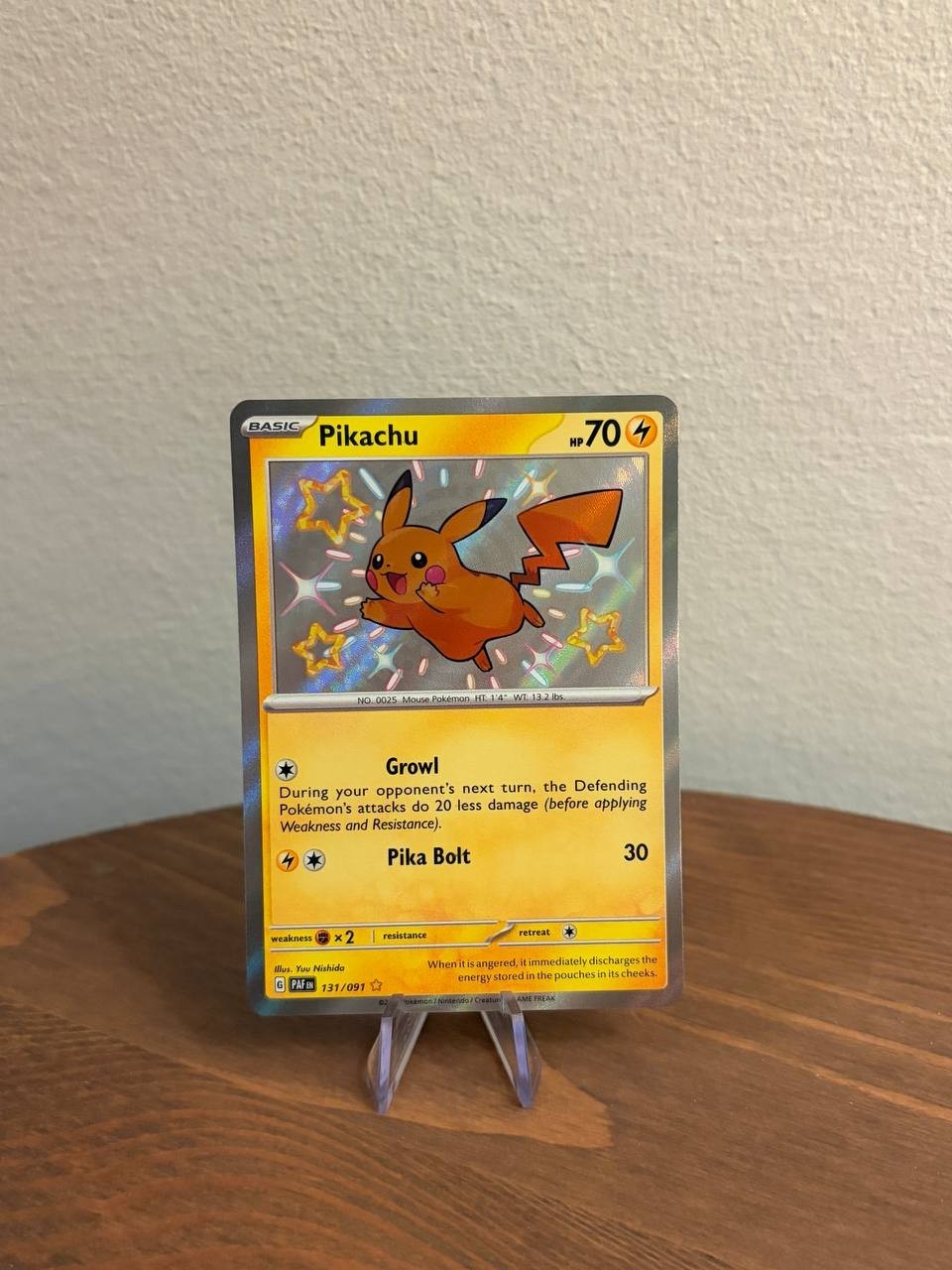 Pikachu 131/091 - Paldean Fates - Baby Shiny Rare Holo Pokémon Card Pikachu 131/091 - Paldean Fates - Baby Shiny Rare Holo Pokémon Card