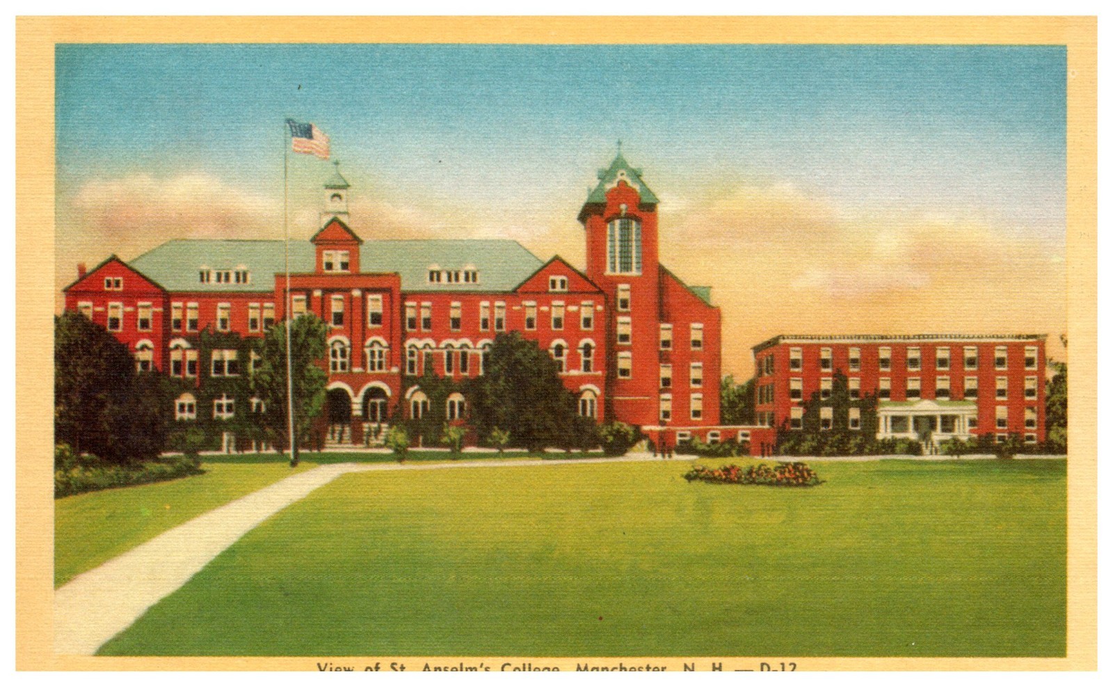 1930s MANCHESTER NEW HAMPSHIRE VIEW OF ST ANSELMS COLLEGE LINEN POSTCARD P6581 1930s MANCHESTER NEW HAMPSHIRE VIEW OF ST ANSELMS COLLEGE LINEN POSTCARD P6581
