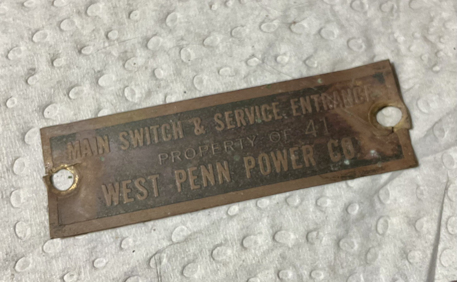 Vintage West Penn Power Co Brass Machine Tag Badge Plate Pittsburgh Vintage West Penn Power Co Brass Machine Tag Badge Plate Pittsburgh