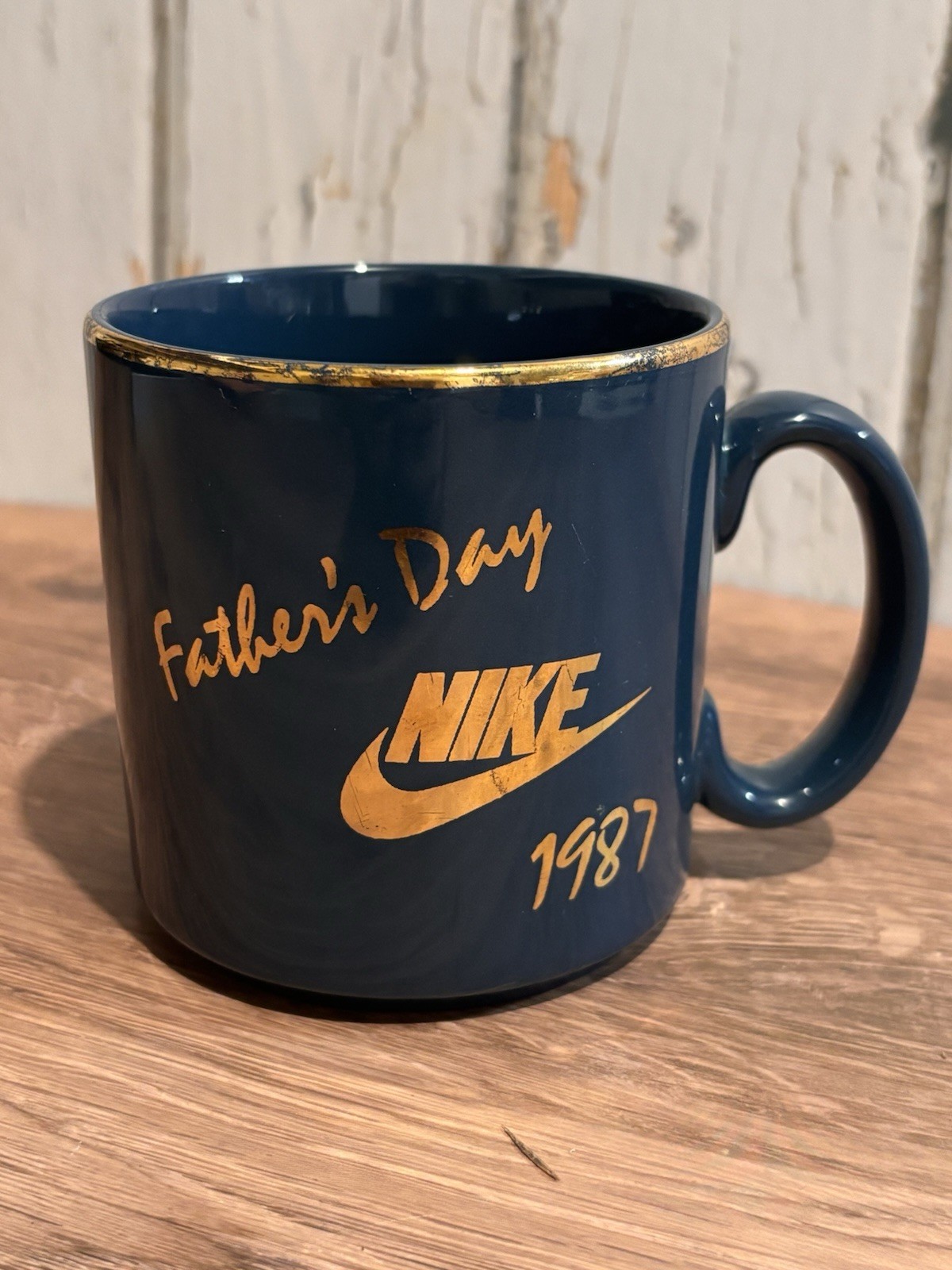 RARE 1987 Nike Fathers Day Coffee Mug Cobalt Blue Gold Swoosh Employee Promo RARE 1987 Nike Fathers Day Coffee Mug Cobalt Blue Gold Swoosh Employee Promo