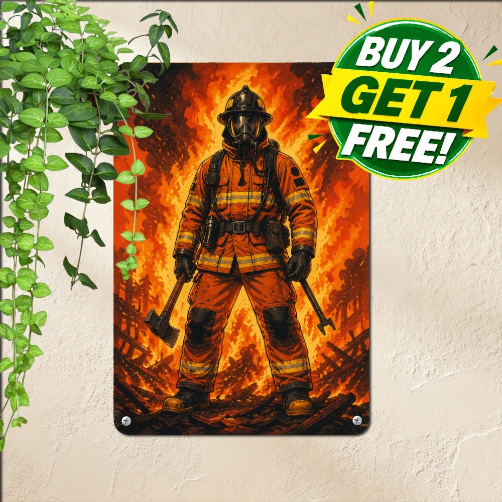 Firefighter Bravery And Honor Service Metal Tin Sign Firehouse Garage Decor