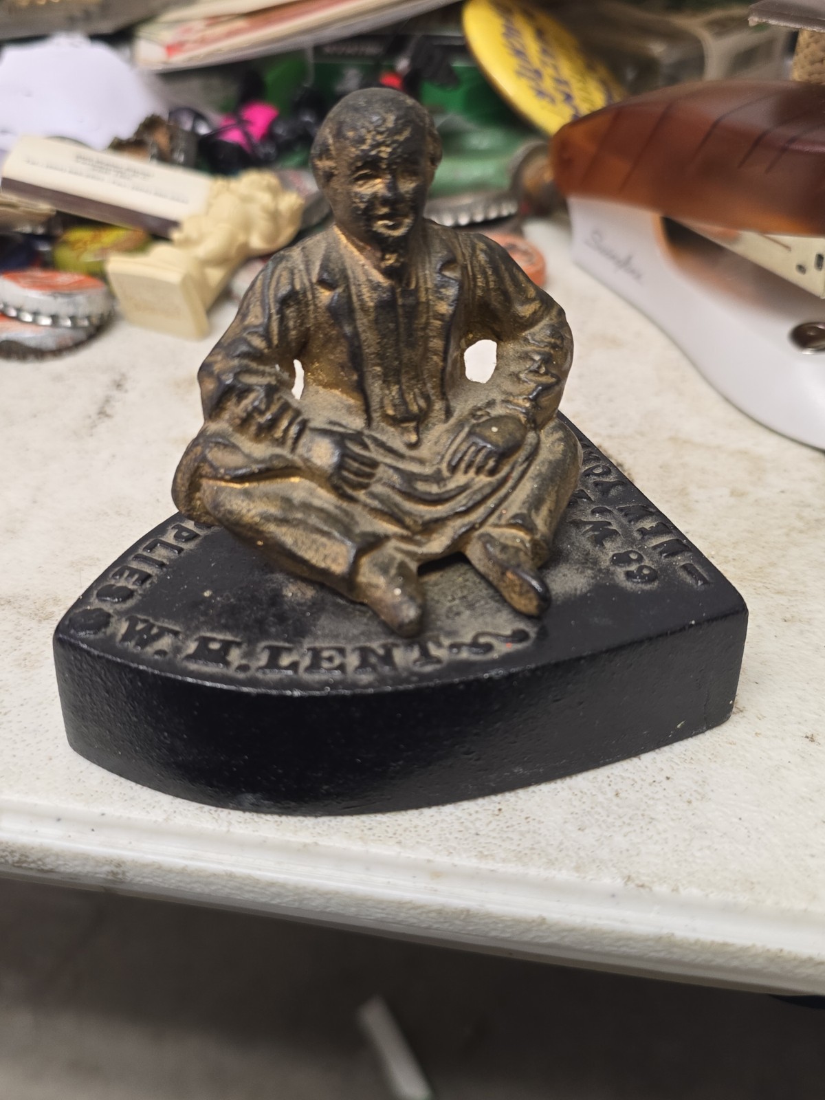 Antique WH Lent Tailor Supply 68 West St. NY Iron Shaped Advertising Paperweight Antique WH Lent Tailor Supply 68 West St. NY Iron Shaped Advertising Paperweight