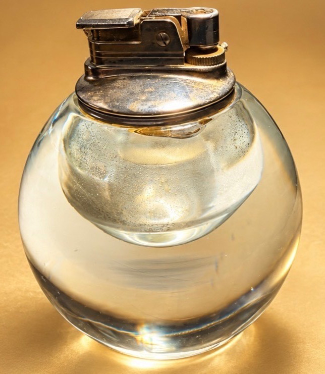 Vintage Evans B.A.B. Clear Glass Orb Table Lighter Chrome Japan MCM Vintage Evans B.A.B. Clear Glass Orb Table Lighter Chrome Japan MCM
