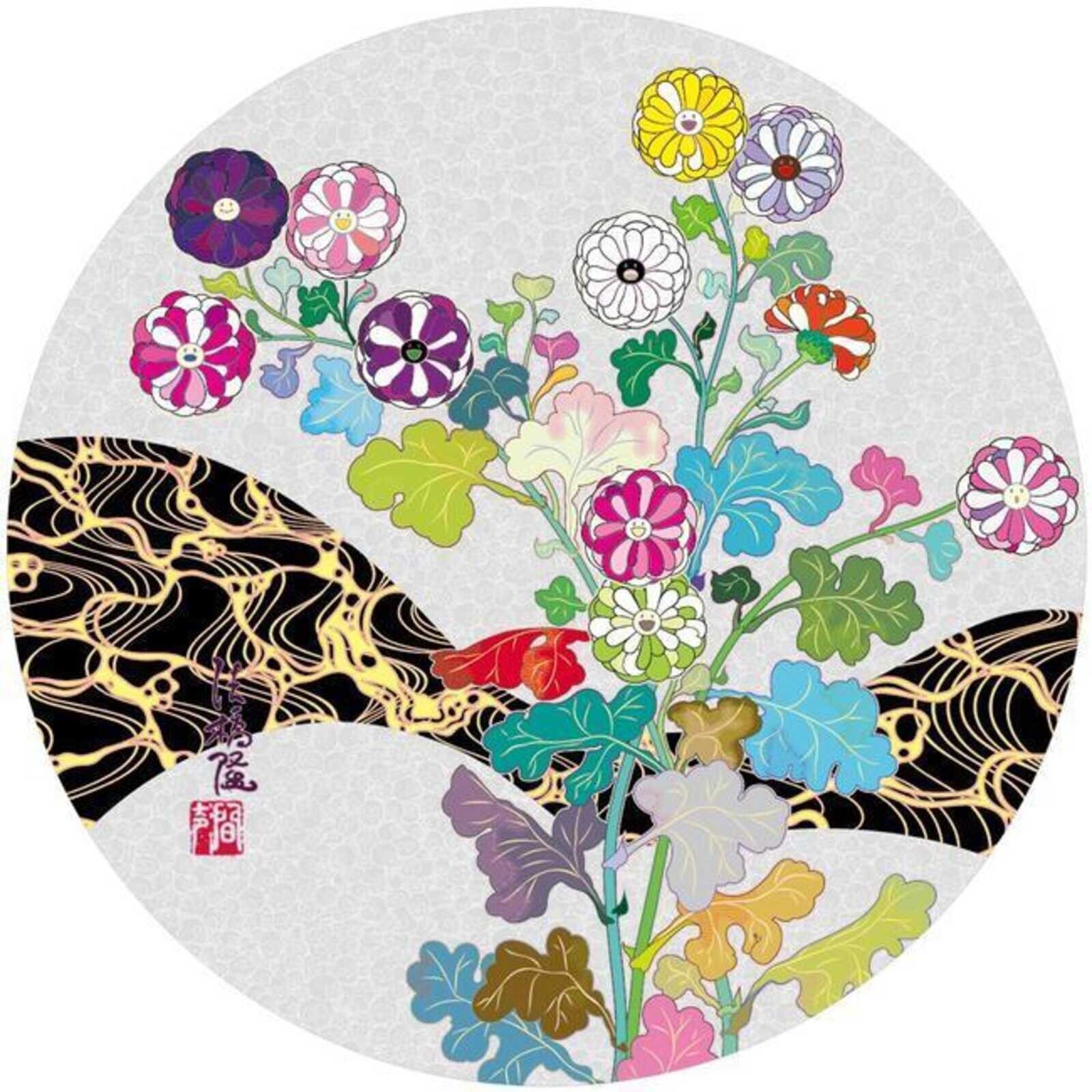 Takashi Murakami Korin flowers Signed print kaikai kiki 2016 100% authentic