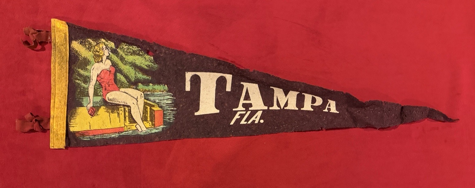 Vintage Tampa Florida 25 Inch Travel Pennant Bathing Beauty Lake Dock Vintage Tampa Florida 25 Inch Travel Pennant Bathing Beauty Lake Dock