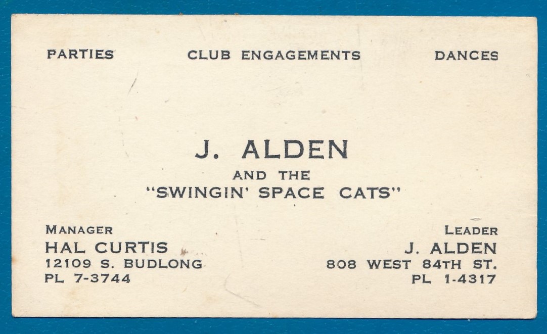 Mid-Century Band Business Card J Alden & The Swingin Space Cats Los Angeles Mid-Century Band Business Card J Alden & The Swingin Space Cats Los Angeles