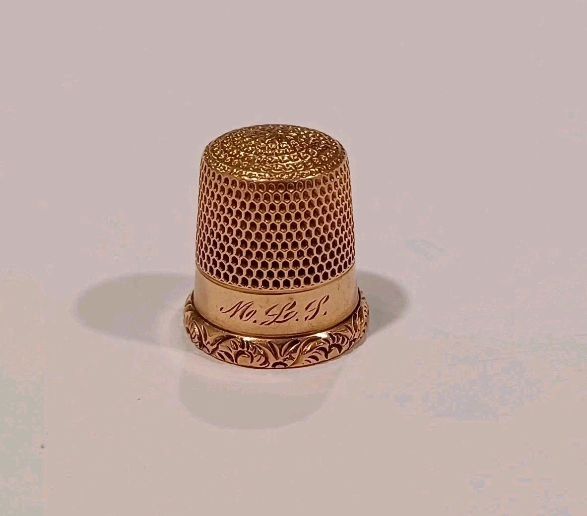 Vintage/Antique 14k Gold Etched Thimble With Initials Size 8 Vintage/Antique 14k Gold Etched Thimble With Initials Size 8