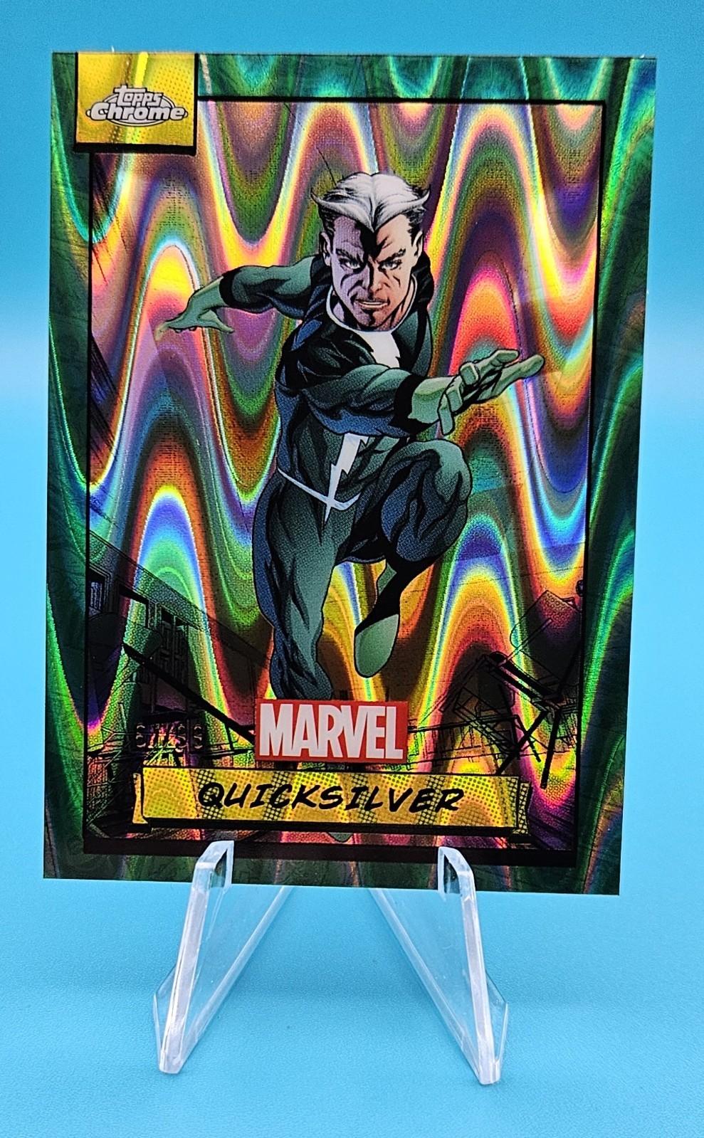 2024 Topps Chrome Marvel Quicksilver Gamma Ray Wave Refractor #34 #/99 001 2024 Topps Chrome Marvel Quicksilver Gamma Ray Wave Refractor #34 #/99 001