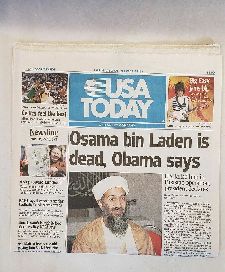 May 2 2011 USA Today Osama Bin Laden Dead variant #1 original excellent cond.